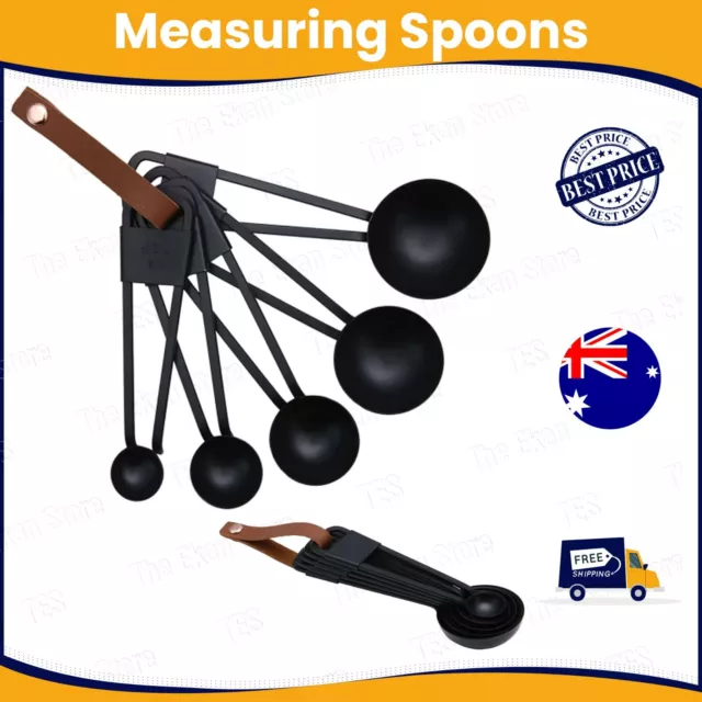 5Pcs Stainless Steel Measuring Cups Spoons Kitchen Baking Cooking Tools Set AUS