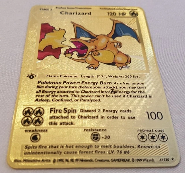 POKMON CHARIZARD 4/130 1st Edition Base Set Shadowless Gold Metal Card $15.75 - PicClick CA POKMON CHARIZARD 4/130 1st Edition Base Set Shadowless Gold Metal Card $15.75 - PicClick CA