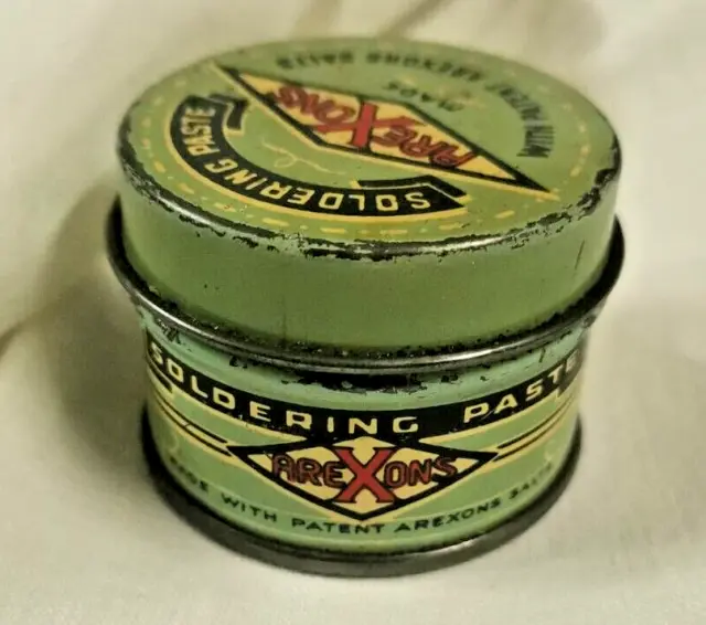 Scatola Latta Vintage Arexons Soldering Paste Diam 4.5