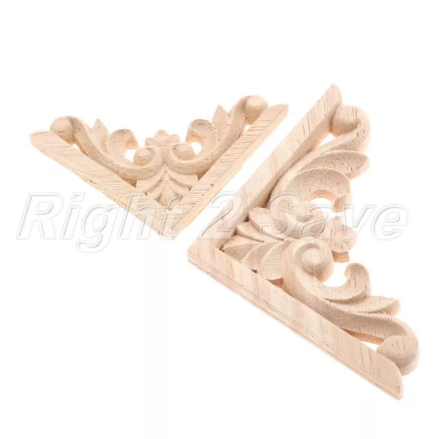 Unpainted Woodcarved Corner Decal Onlay Applique Frame Furniture Decor 1pc/4pcs