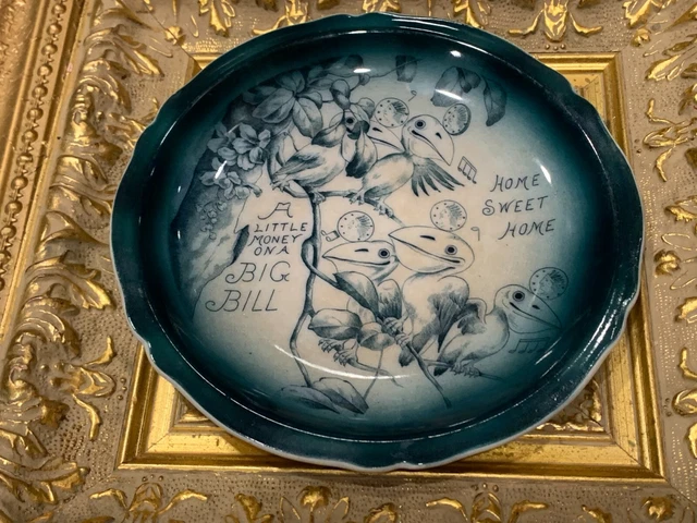 Indianapolis Adv. Plate Little Money On Big Bill Gold Coin Pelican Bird Antique