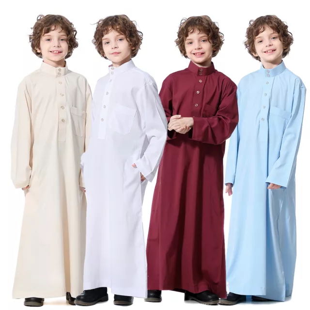 Muslim Boys Robe Saudi Arab Kids Boys Thobe Jubba Thoub Abaya Kaftan Dishdasha