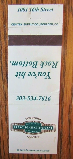 Rock Bottom Brewery Brew Pub Matchbook Matchcover (Denver, Colorado) -E1