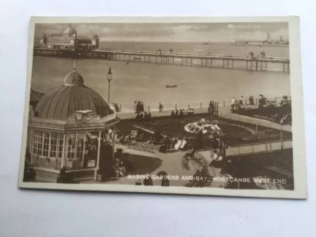 RP Postcard,MARINE GARDENS & BAY,MORECAMBE WEST END,PIER,WARDS YARD with Dredger