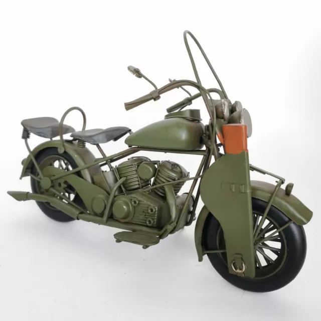 Blechmodell Motorrad 26cm groß US Army Militär Metall Blech WK2 oliv mit Gewehr