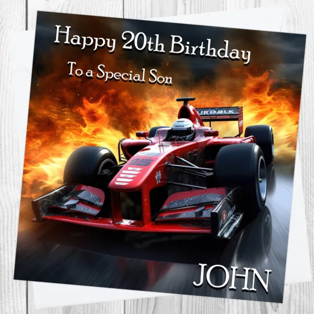 Personalised Racing Car Formula 1  F1 Birthday Card for Grandson Son Husband