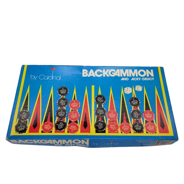 VINTAGE BACKGAMMON UND AceyDeucey Brettspiel von Kardinal EUR 10,79