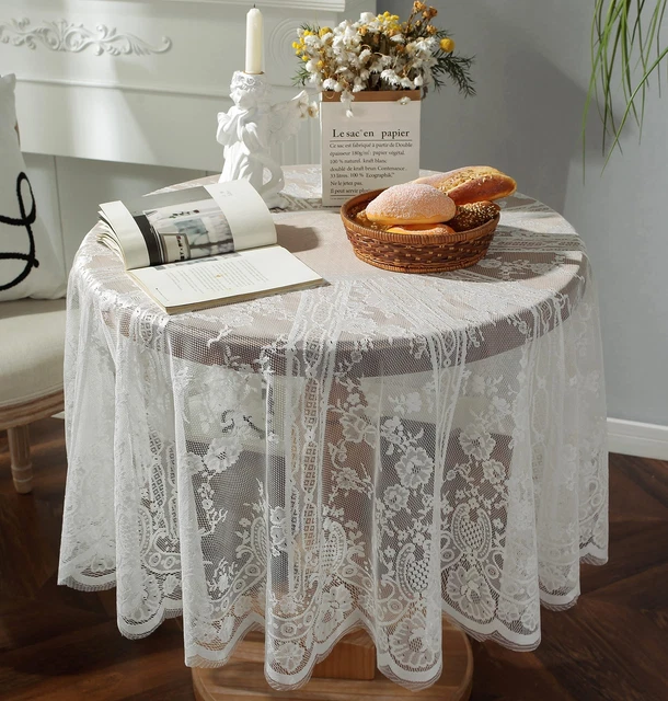 52 Vintage Round Hand Crochet Tablecloth Hollow-out Lace Table Cloth Floral US