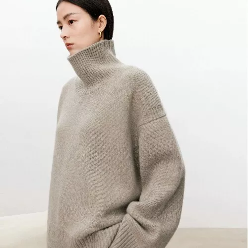 2023 Fashion Turtleneck Pure Cashmere Sweater Languid Lazy Wind Pullover Sweater