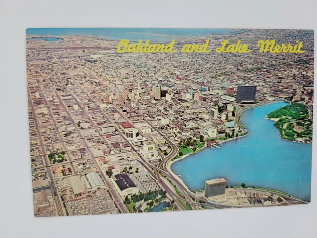 Lake Merrit Oakland California Aerial View Postcard Chrome Unposted