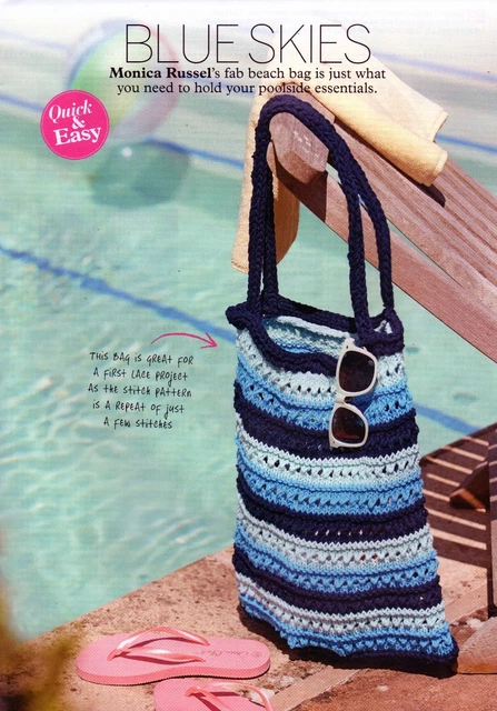 ~ Patrón de tejido extraíble para encantador bolso de playa a rayas de encaje ~