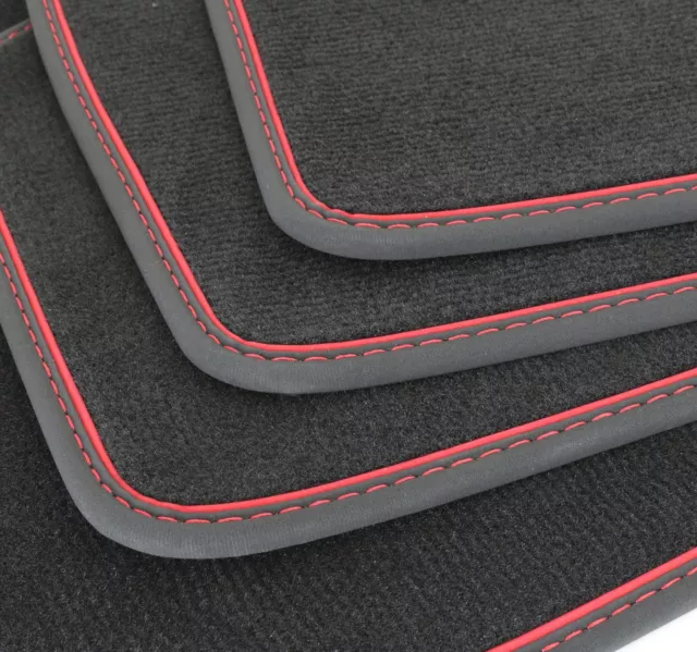 Fußmatten für VW Golf 7 2013-2019 Premium Velours Autoteppiche Schwarz Rot