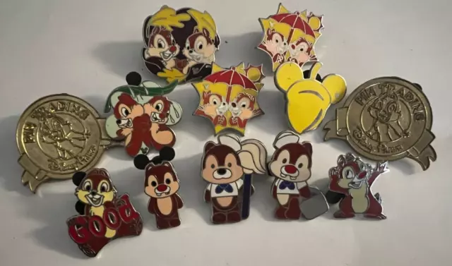 Lot Of Disney Trading Pins Chipmunks Chip & Dale Cruise Line/Acorn/Umbrella Etc