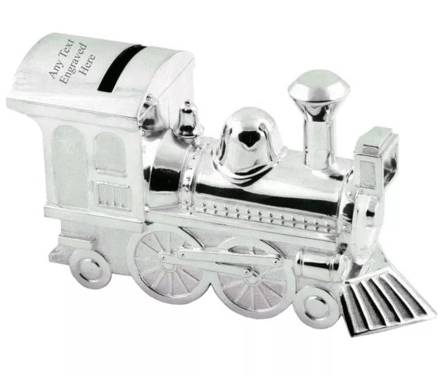 Personalised Engraved Silver-plated Train Bank Money Box