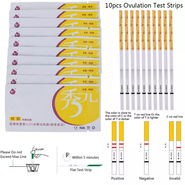 10x Ovulation Test Strip Predictor Fertility Stick Automatically Recognizing <>i