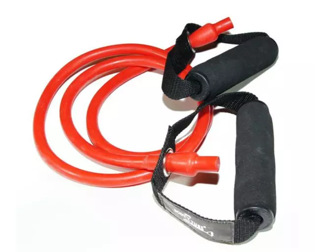 BodyTube mit Schaumgriffen rot (stark) - Expander Gymnastikband Fitnessband