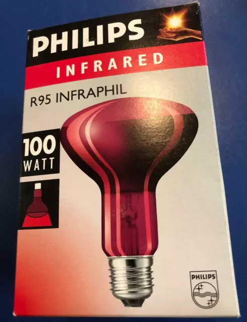 Philips 100W 230V E27 Lampe à Infrarouge Lumière Lampe Thera Rouge 100W R95