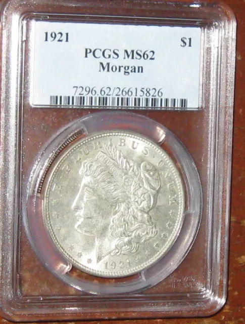 Coinhunters-1921 Morgan Silver Dollar PCGS  MS62 + GEM Uncirculated  SCARCE #394