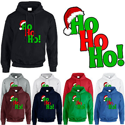 Christmas Ho Ho Ho Mens Hoodie Xmas Funny Santa Cap Novelty Unisex Gift Hoody