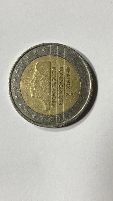 moneta da 2 euro rara del 2001  Beatrix Koningin Der Nederlanden 