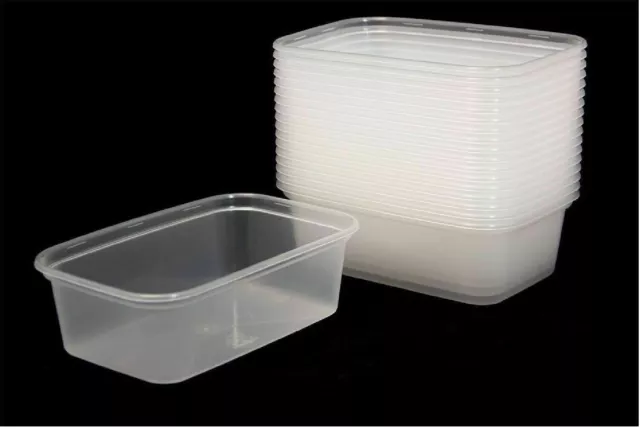 SATCO 500ml Plastic Containers & Lids Clear Microwave Takeaway Food Heavy  Duty 