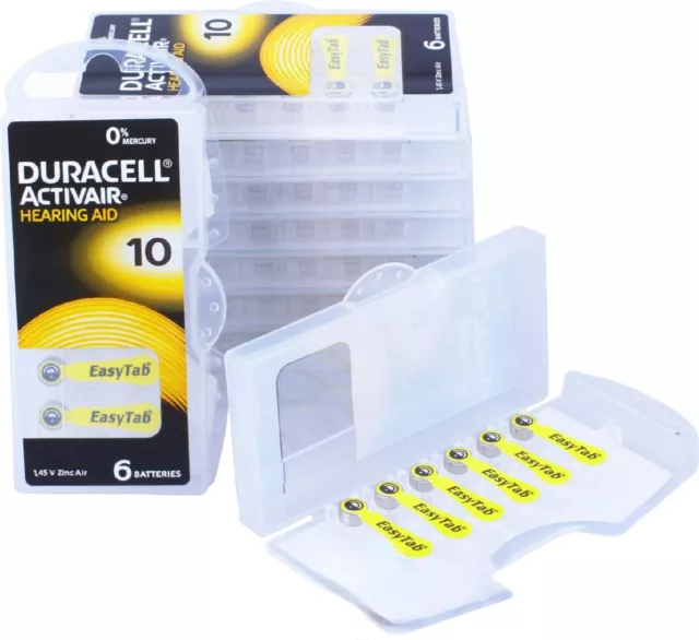 120 X Duracell Activair Auditifs Taille 10 Hearing Aid 20 Blister 6118