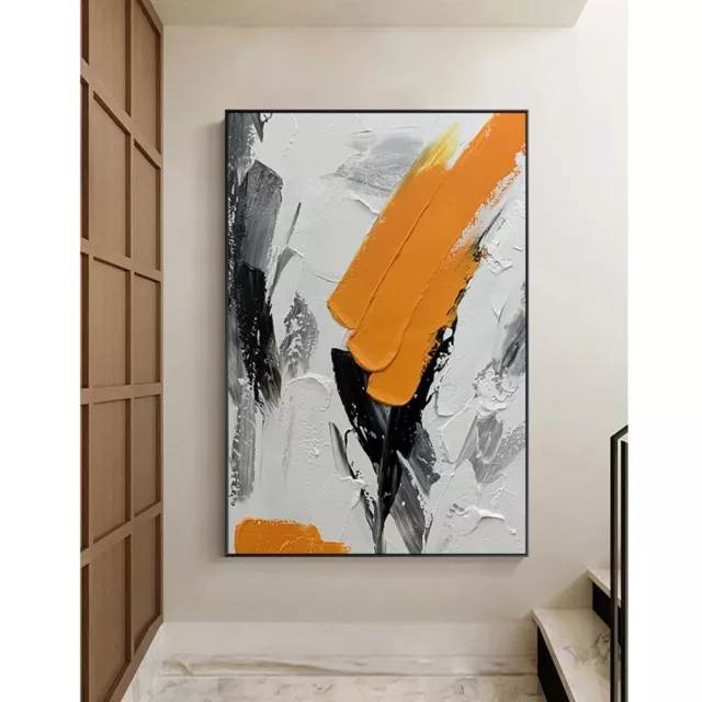 Black White Orange Oil Painting Abstract Handmade Canvas Decorative Mural