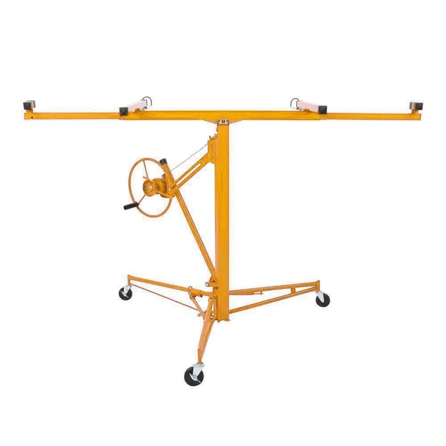 16 Ft Drywall Rolling Lifter Panel Hoist Jack Lifter with Lockable Wheels Yellow