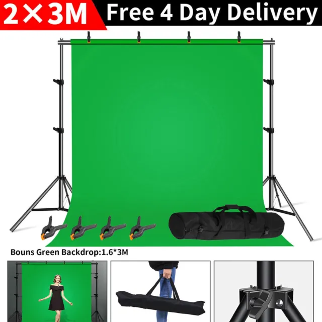 3M×2M Photography Backdrop Stand Kit Green Screen Background Professional Studio