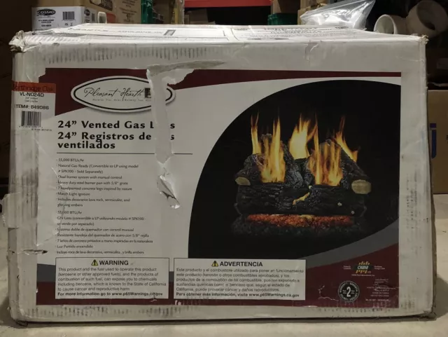 Pleasant Hearth 24" 55,000-BTU Dual-Burner Vented Gas Fireplace Logs