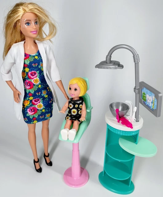 BARBIE CAREERS DENTIST Doll Blonde And Playset With Patient Sink Chair