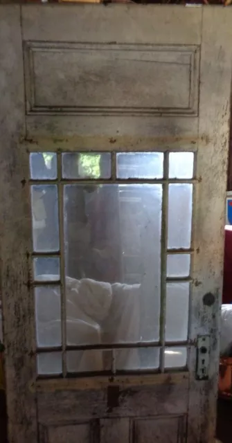 Antique 1860s Glass & Wood Door Architectural  82"(H)x31"x1.25 thick -PICK UP NJ 4