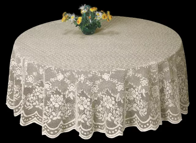 70 inch Round White or Cream Lace Tablecloth for Kitchen Wedding reception party