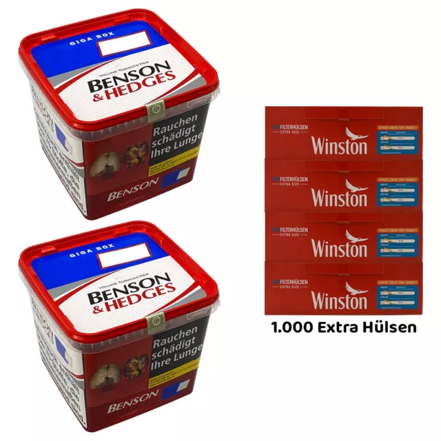 Benson & Hedges Red Volumentabak Giga Box 2x 270g, 1000 Winston Extra Hülsen