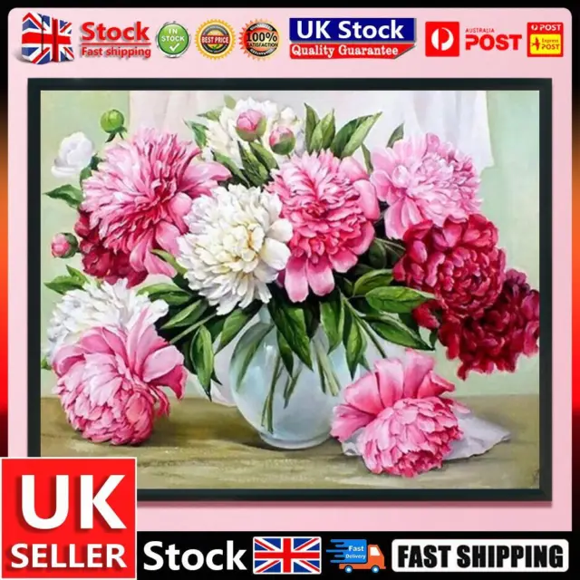 Peony Full Cross Stitch 11CT Cotton Thread DIY Printed Embroidery Art Kits Gifts