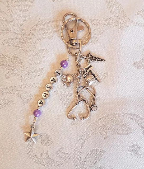 Personalised Vet Veterinary Surgeon/ Nurse Key Ring/ Bag Charm Thank You Gift