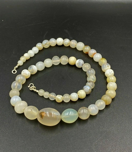 Old Ancient Antique Himalayan Indo Tibetan Solumani Banded Agate Beads Lot Mala