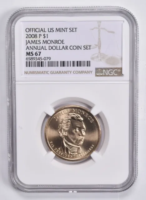 MS67 2008-P James Monroe Annual Set Presidential Dollar NGC US Mint *0331