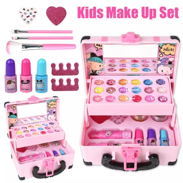 Girls Princess Pretty Makeup Set Kids Eye Shadow Make Up Kit Case Toy Xmas Gift