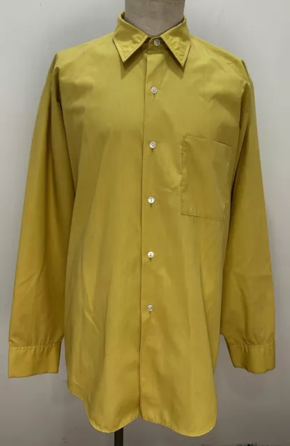 Camicia Uomo Gialla Anni '50 Vintage Poliestere Cotone Europeo Large 44