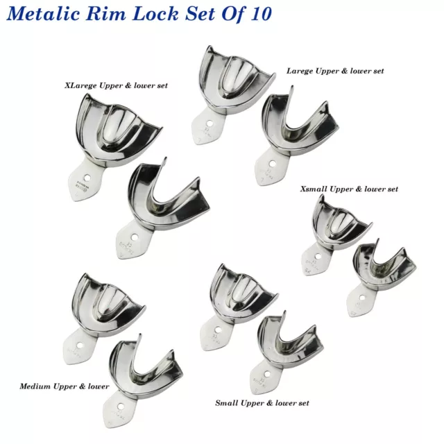 Orthodontie Plateau D'Impression Supérieur & Inférieur Set non Perforé Métal Rim