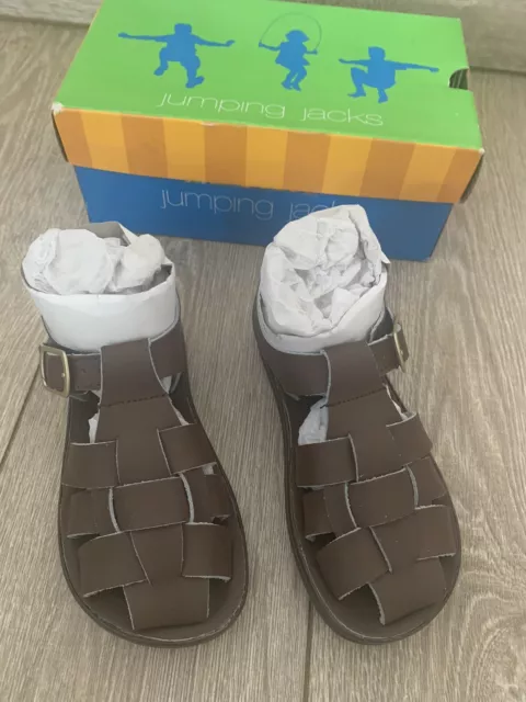 JUMPING JACKS Sea Fish Leather Brown Sandals NIB New Size 11-11.5 (EU 29)