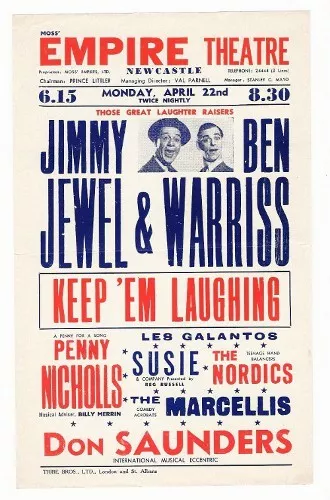 Empire Theatre Newcastle 1957 Jimmy Jewel Ben Warriss Penny Nichols Nordics