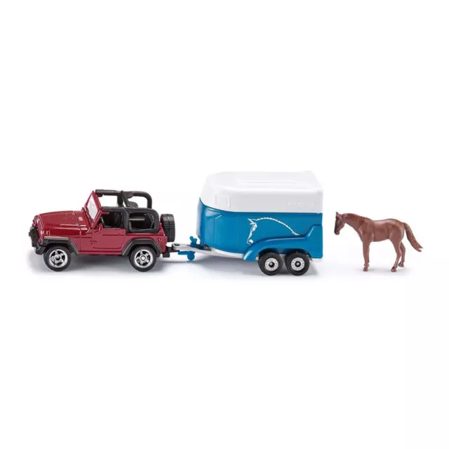 Siku 1651 Jeep Wrangler mit Pferdeanhänger rot metallic (Blister)