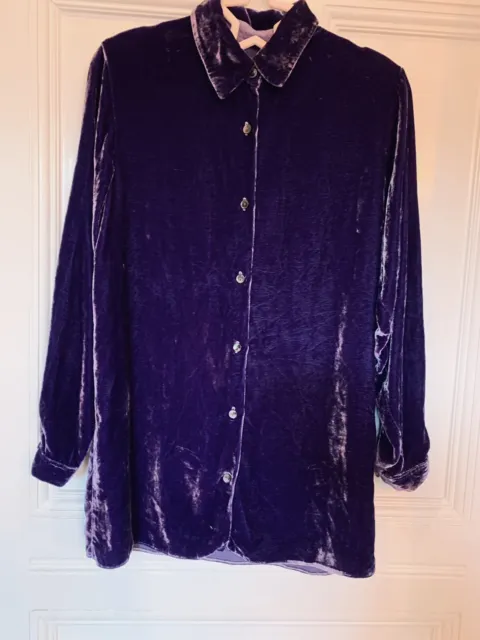 Camicia lunga camicetta ragazza viola seta velluto età 11-12 anni