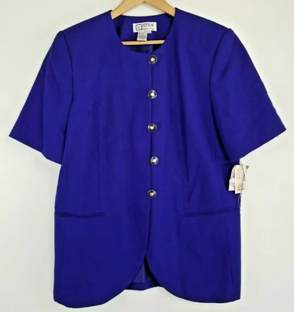 VINTAGE ATRIUM COLLECTION Jacket 16 Purple Solid Button Front Short ...