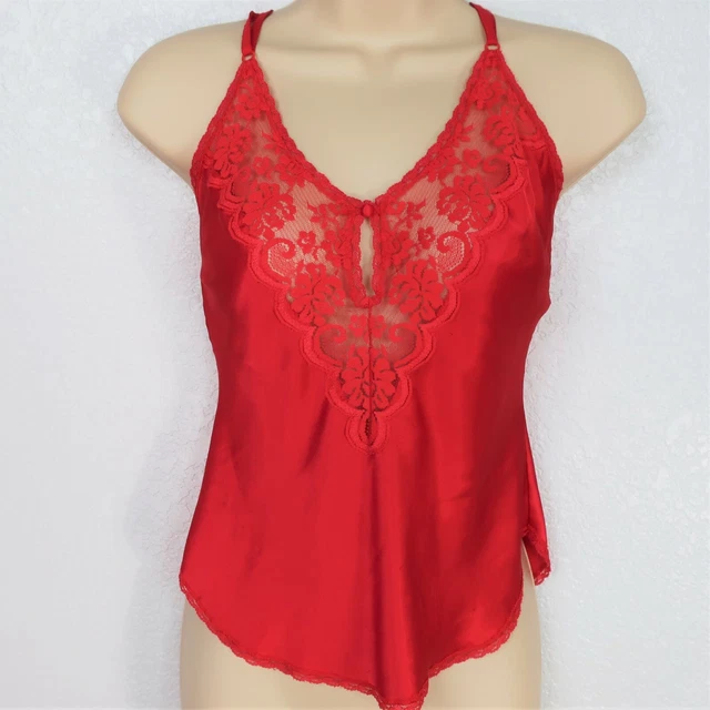 Vintage Lingerie Slip  Size 34 Chantilly  Maidenform Red Lace Keyhole Camisole
