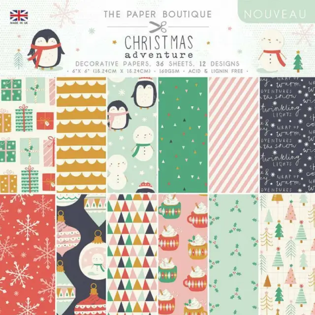 Paper Boutique Christmas Adventure 36 Pce 6 x 6 Paper Pad Christmas Card Making