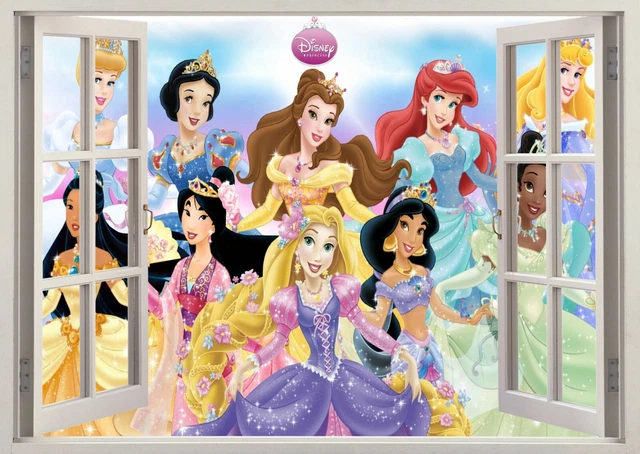 DISNEY PRINCESS 3D Effect Window Wall View Sticker Poster Vinyl Decal ...
