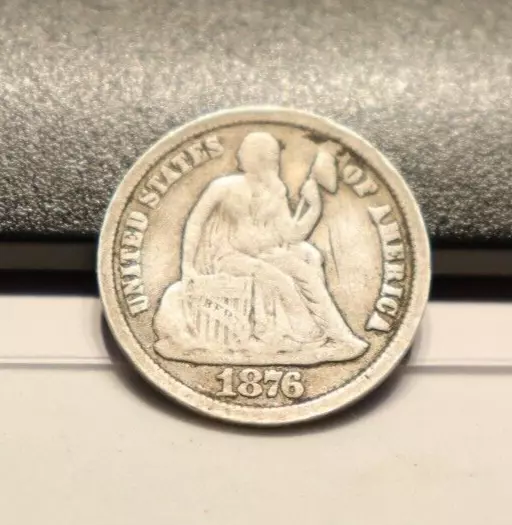 1876 CC US Seated Liberty Dime 10c VG (Cleaned,Scratch)